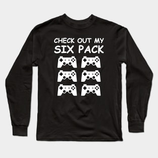 Check Out My Six Pack - Joysticks - Funny Gaming Design Long Sleeve T-Shirt